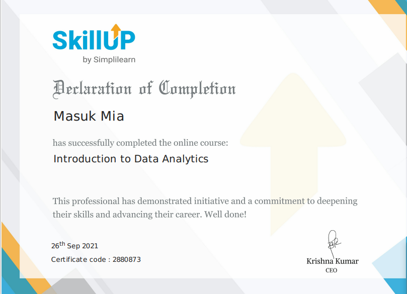 data analytics certificate